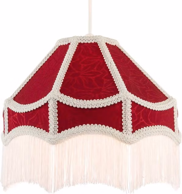 Happy Homewares Classic Victorian Style Empire Pendant Shade in Burgundy Red Fabric, Diameter: 30 cm