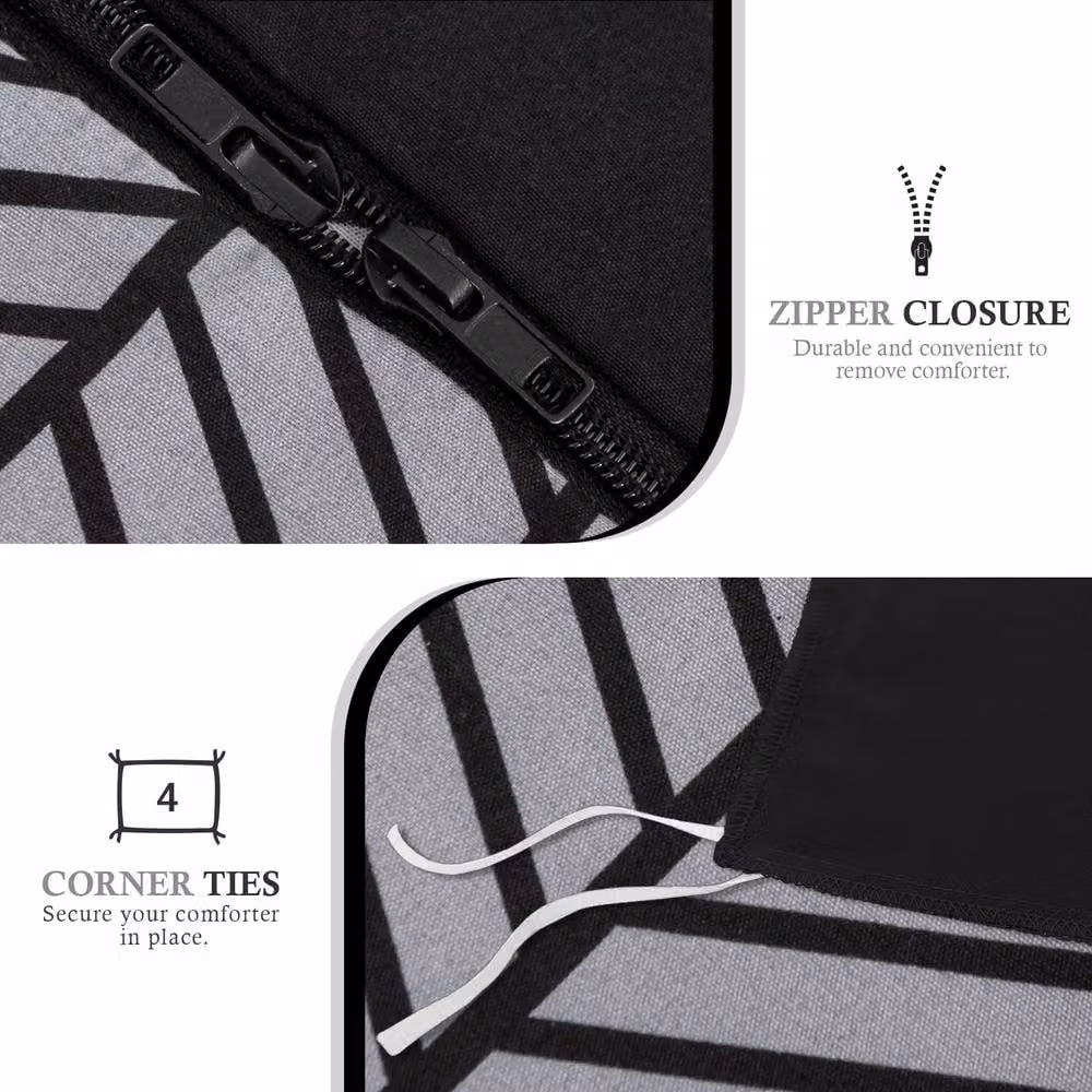 Lazzaro Home Premium Chevron Microfibre Reversible Duvet Cover and Pillowcase Set, Grey, 200 x 200 cm – 6