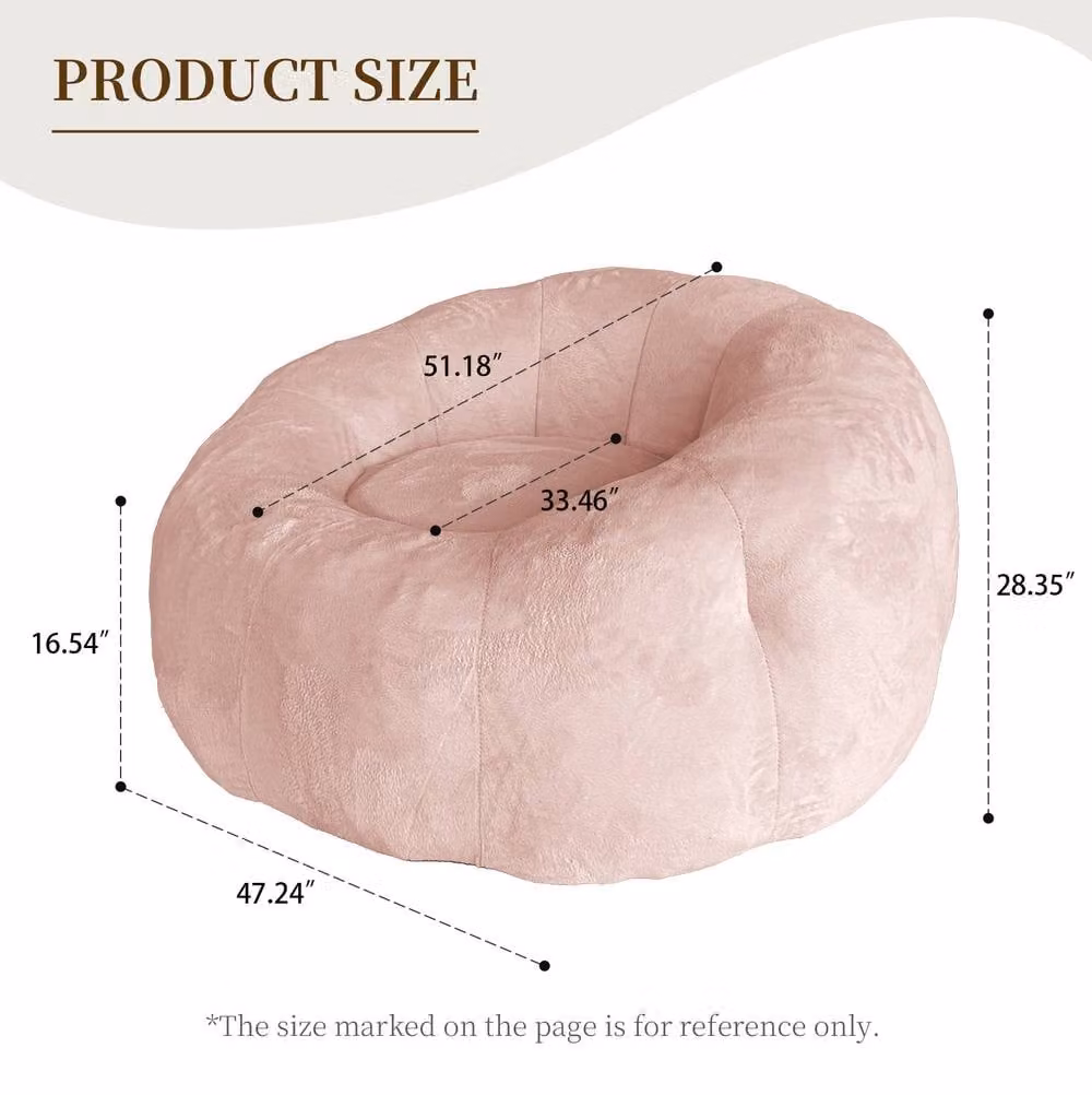 STILVORA Oversized Adult Bean Bag Sofa in Pink with Plush Fleece and Ergonomic Curve Design – 2