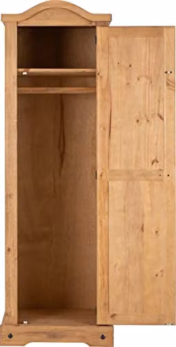 Seconique Corona 1 Door Single Wardrobe in Brown Distressed Waxed Pine – 3