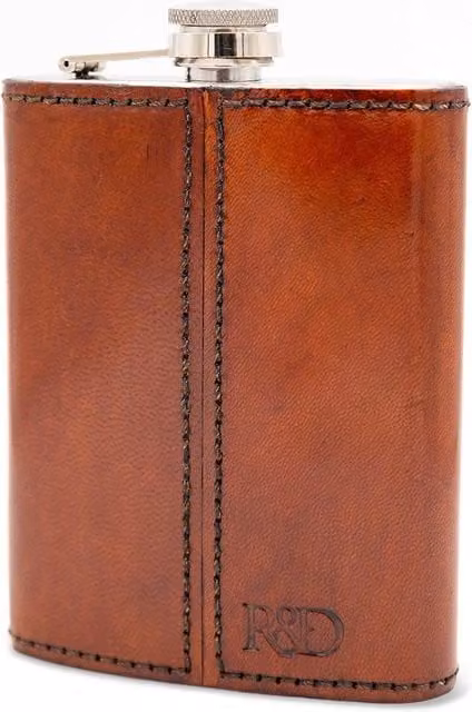 Silver Editions Cognac Leather Hip Flask, 236 ml, Tan/Brown – 1