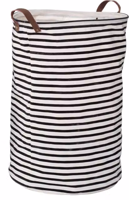 Premier Housewares Stripe Cotton Fabric Laundry Bag with Handles, Black and White, W: 38.0 cm, D: 48.0 cm, H: 38.0 cm – 4