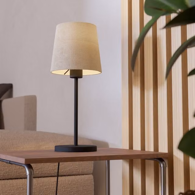 Eglo Febres Contemporary Table Lamp in Black with Fabric Shade