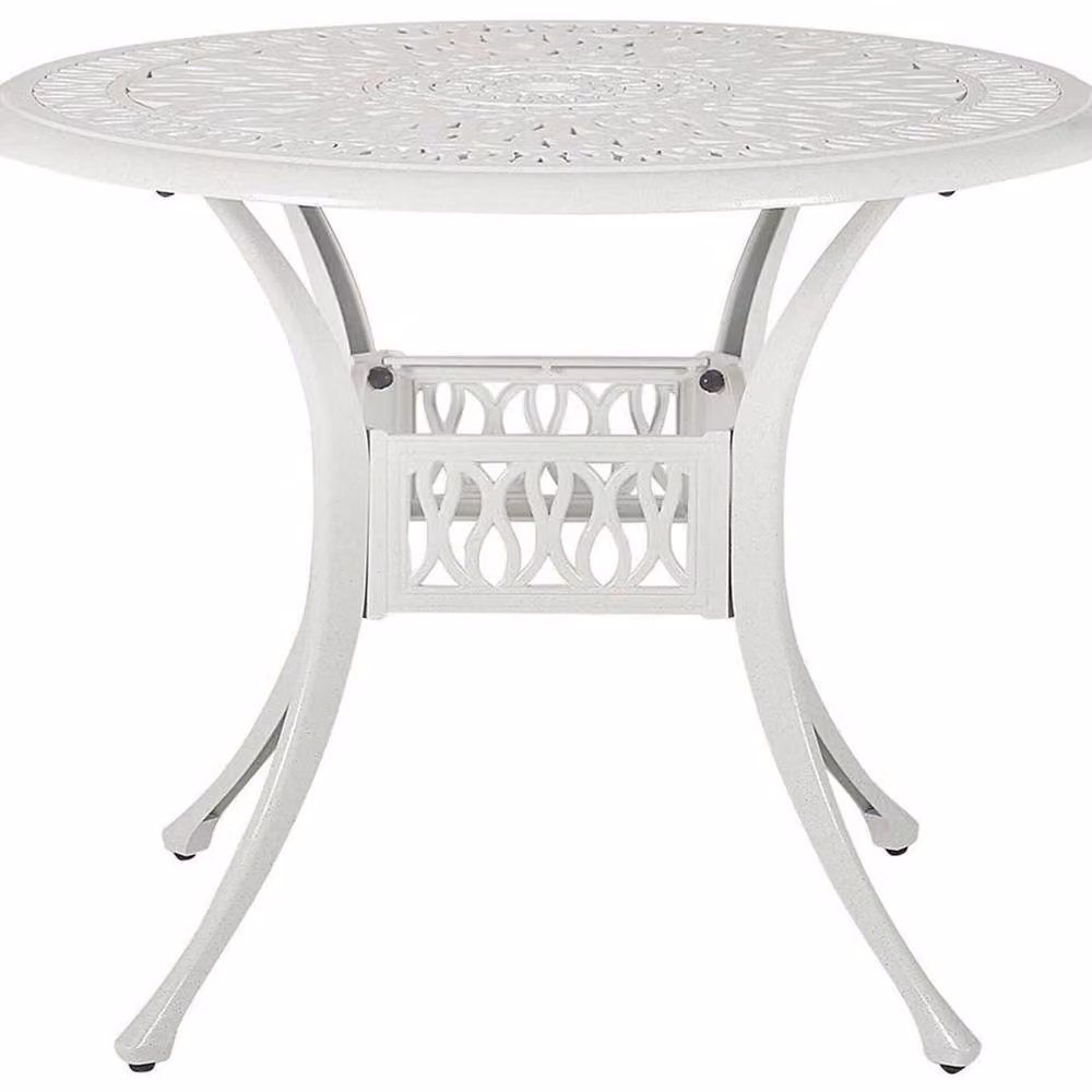 Wyld and Coco Off-White Round Aluminium Dining Table, Diameter: 90 cm, Height: 72 cm – 2