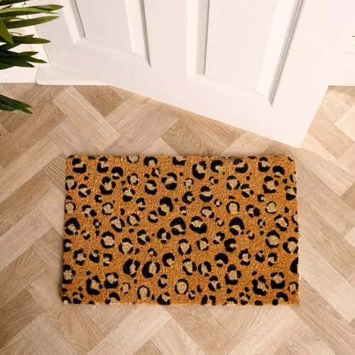 OHS Leopard Print Coir Doormat, Brown, W: 60 cm, D: 40 cm – 2