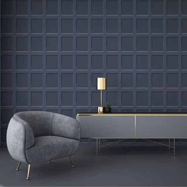 Debona Heritage Wood 3D Effect Rustic Wooden Panel Wallpaper in Blue and Grey