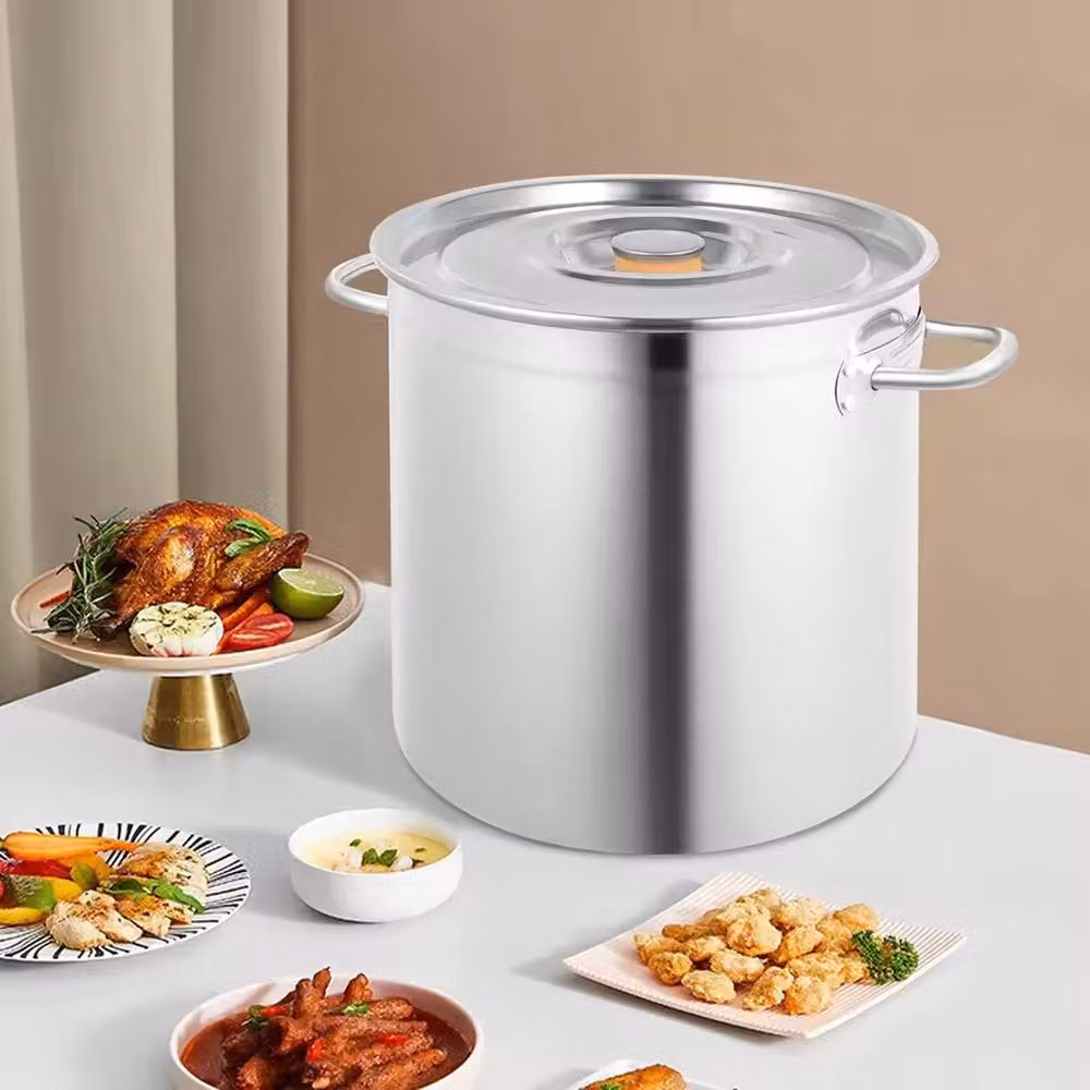 Ventryn 35L Stainless Steel Stock Pot with Lid in Metallic Silver – 2