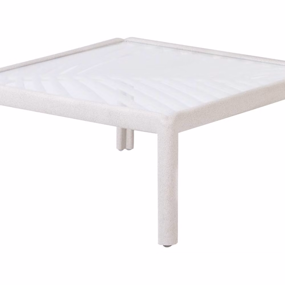 Wyld and Coco Garden Coffee Table in Beige with Glass Top, W/D/H: 69 x 69 x 32 cm – 2