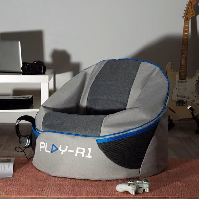 icon PLAY-R1 Alpha Kids Gaming Bean Bag Chair, Grey – 1