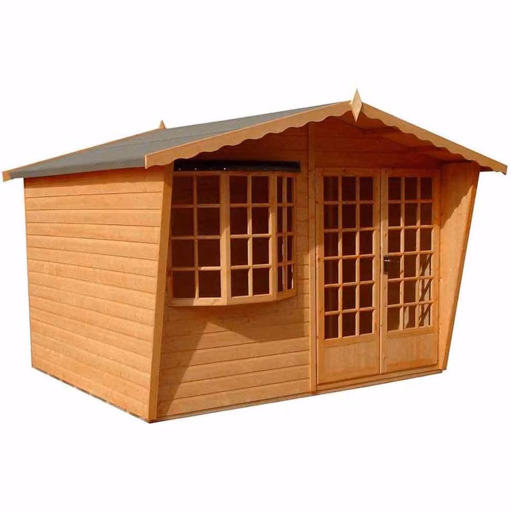 Shires Sandringham Wooden Summerhouse with Double Doors and Fixed Windows in Light Brown, W: 304.8 cm, D: 182.88 cm, H: 167 cm – 2