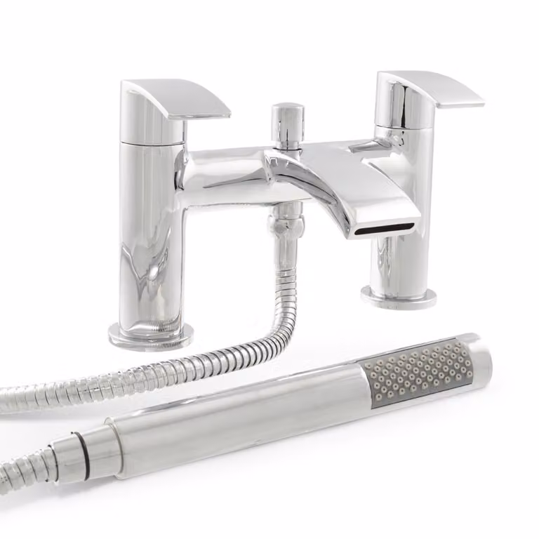 Kartell Two-Handle Brass Countertop Bathtub Mixer Tap in Chrome