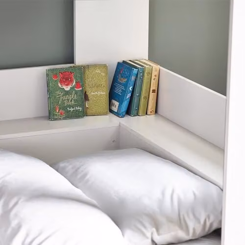 Julian Bowen Parsec White Solid Wood Single Bunk Bed Frame with Bedside Shelf W/D/H: 190 x 90 x 160.5 cm – 5
