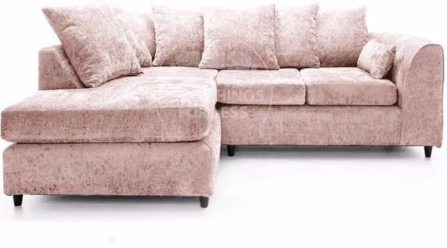 Furnishings For Less UK Monaco Pink Chenille Fabric L Shaped Corner Sofa, 3 to 4 Seater, Left Hand Facing