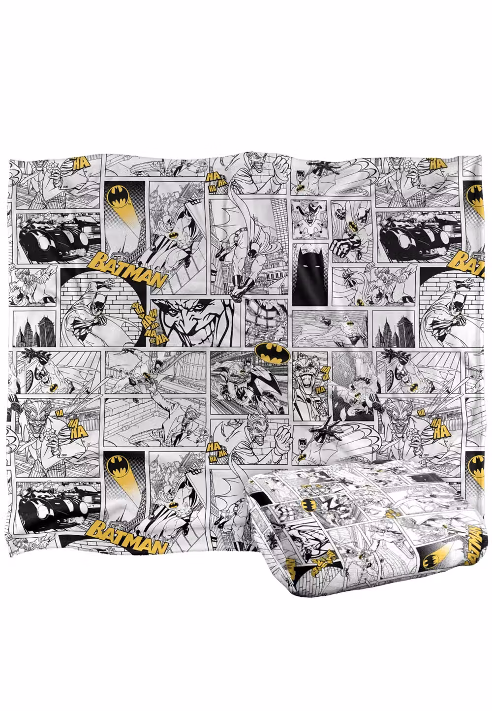 DC Comics Batman All Over Print Blanket in White, W: 152 cm, D: 127 cm – 2