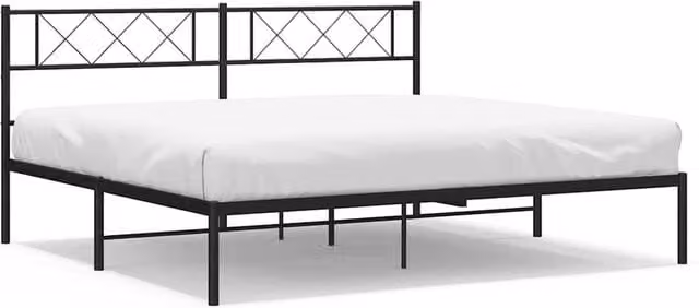 Berkfield Home Metal Bed Frame with Headboard in Black W: 183 cm, L: 213 cm