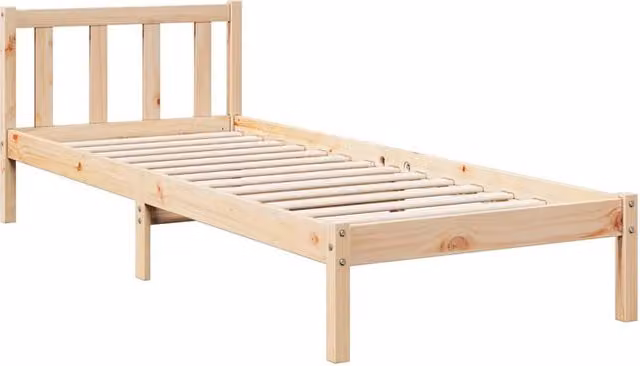 Berkfield Home Decorative Extra Long Solid Pine Bed Frame in Natural Sand, W/D/H: 90 x 210 x 69.5 cm
