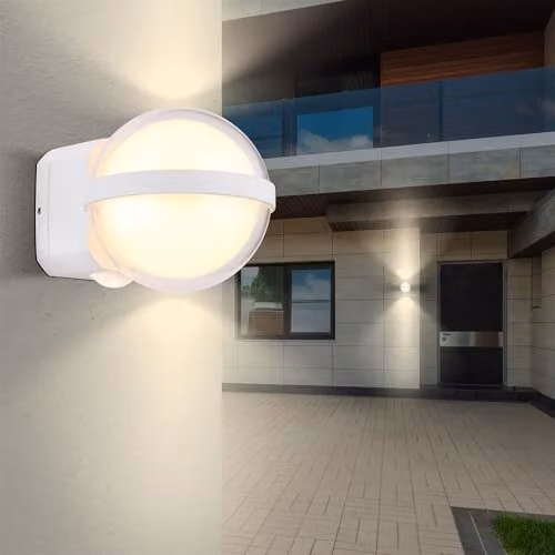 Netlighting Illi Outdoor LED Globe Wall Lamp, White Matt, IP54, Warm White 3000K – 4