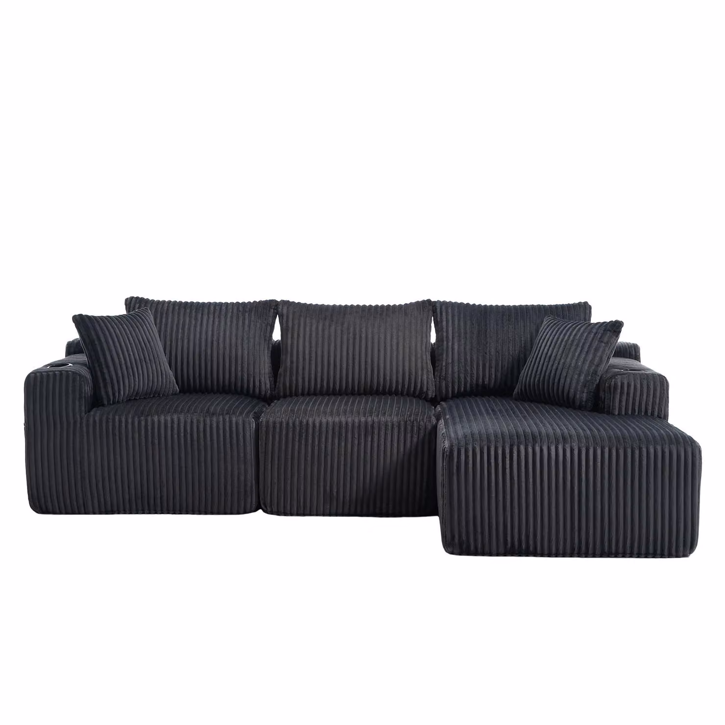 Aosom UK Modular L-Shaped Sectional Sofa in Grey Corduroy with Deep Seats and Reversible Design, W/D/H: 257 x 160 x 80 cm – 2