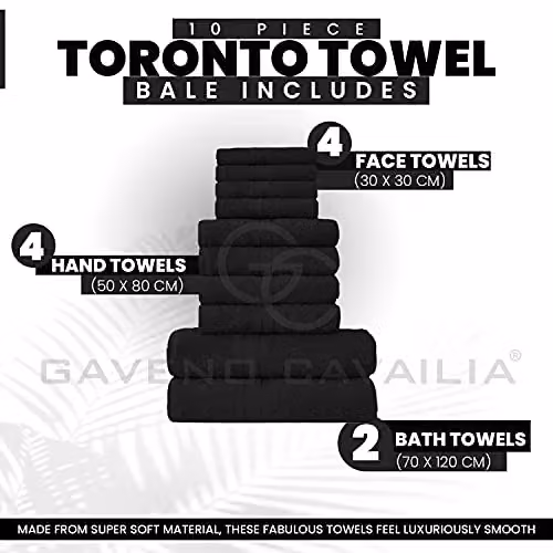GAVENO CAVAILIA 10 Piece Egyptian Cotton Towel Set in Black – 3