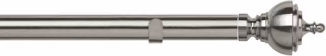 New Edge Blinds 28mm Metal Eyelet Curtain Pole Set with Vienna Finial in Satin Silver, Length: 260 cm