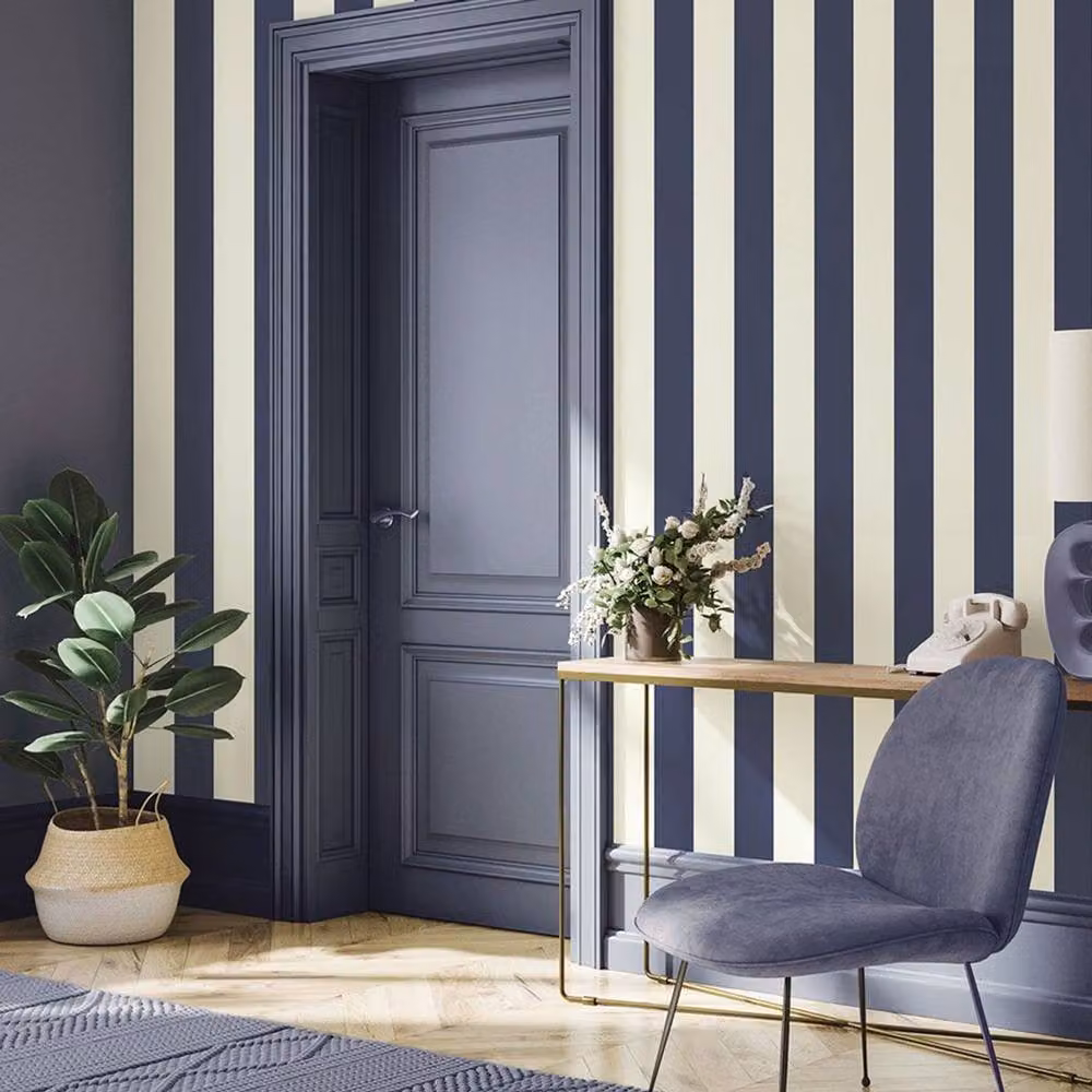 World of Wallpaper Regency Stripe Matt Paper Wallpaper in Blue – 2