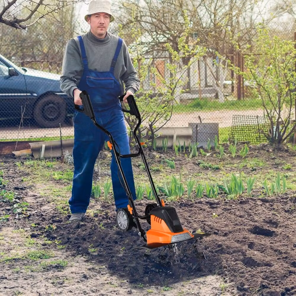 Costway 1500W Electric Tiller Garden Soil Cultivator Rotavator, Orange – 3
