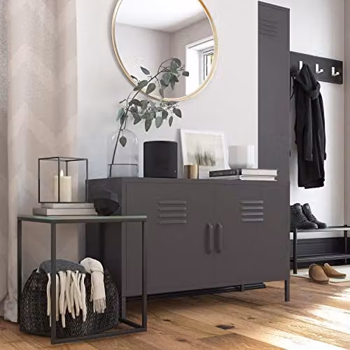DHP Furniture Bradford Grey Metal 2 Door Industrial Accent Cabinet W/D/H: 64 x 40 x 100 cm – 2