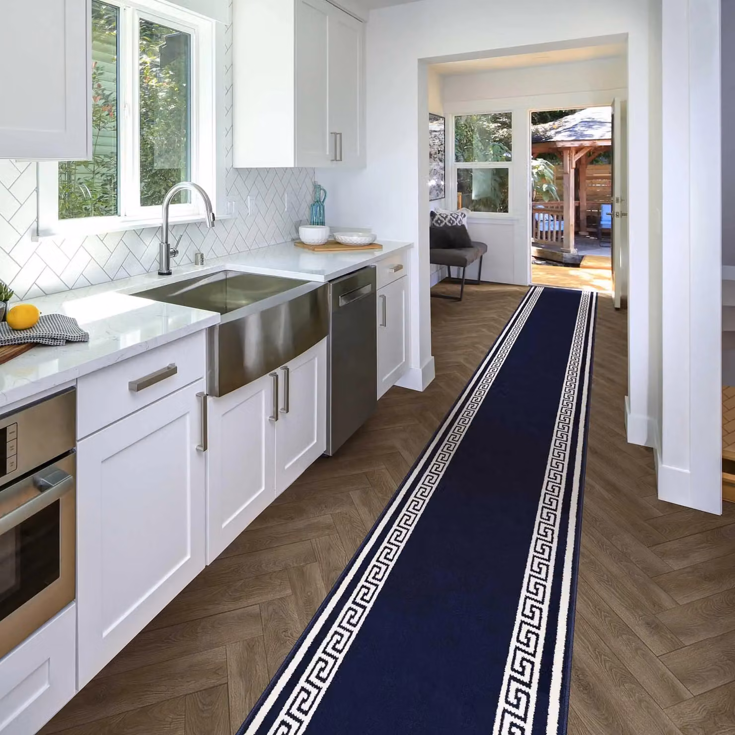 runrug Key Hallway Runner Rug in Blue, W/D/H: 60 x 360 x 0.9 cm – 6