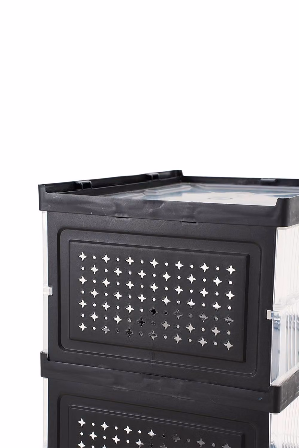 Living and Home 6-Tier Foldable Shoe Cabinet in Black with Transparent Tilting Compartments – 6