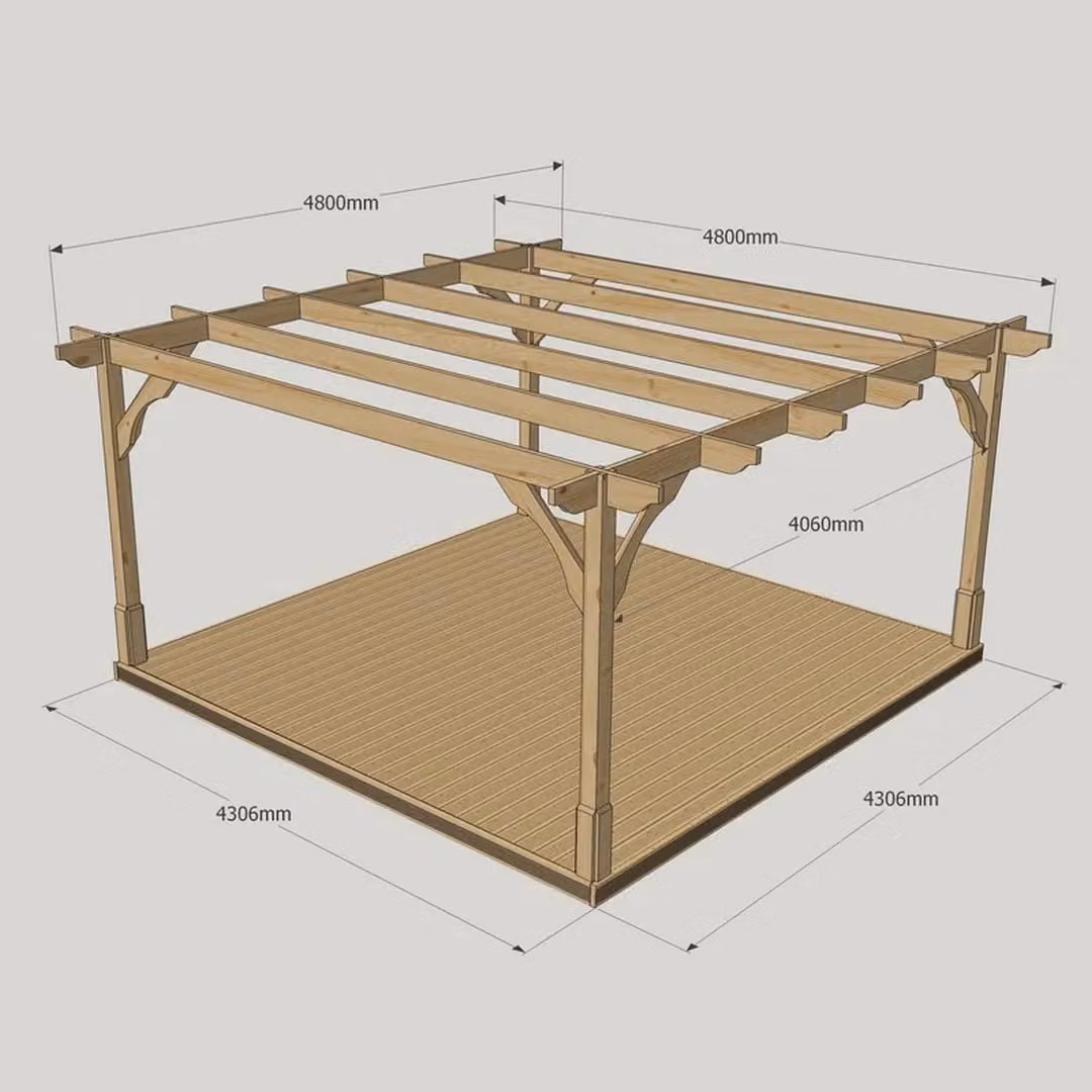 Rutland County Garden Furniture Ltd Premium Pergola and Decking Kit in Green Wood, W: 480 cm, D: 480 cm, H: 270 cm – 3