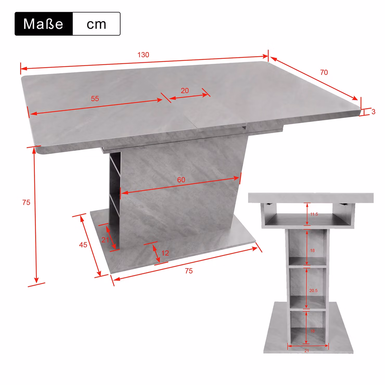 Matteo Extendable Modern Rectangular Dining Table in Grey – 2