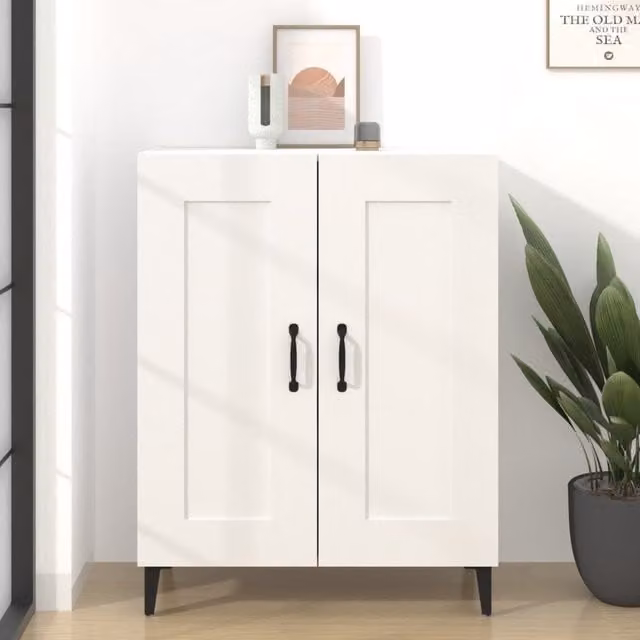 Berkfield Home White Classic Sideboard in Matt MDF, W: 69.5 cm, D: 34 cm, H: 90 cm