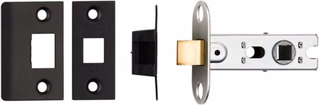 Loops 64mm Tubular Mortice Door Latch Bolt Through with Square Forends in Matt Black – 2