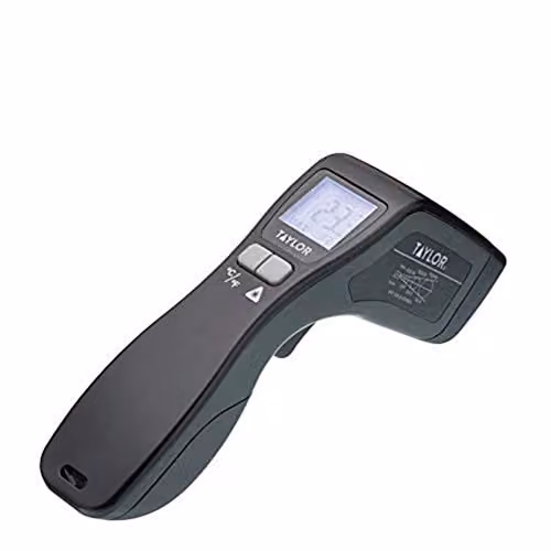 Taylor Pro Digital Infrared Kitchen Thermometer, Non-Contact Hygienic Laser Temperature Gauge for Food, Liquids and Surfaces, Black Plastic