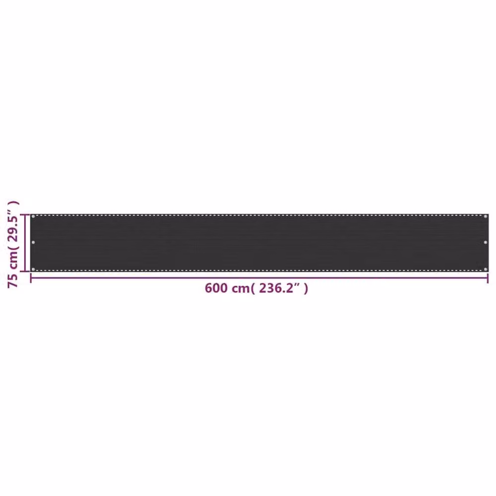Berkfield Home Semi-Transparent Fabric Balcony Screen HDPE, Anthracite Black, H: 75 cm, W: 600 cm – 2