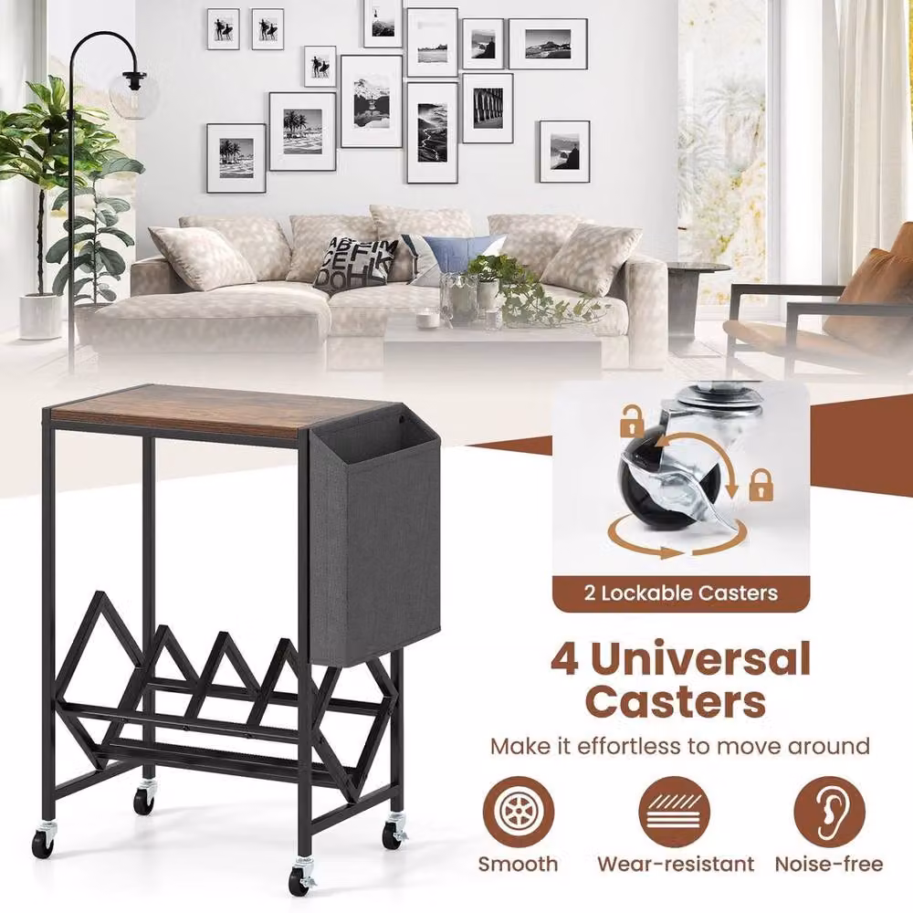 FORGEVIO Industrial Brown Vinyl Record Player Cabinet with Castors and Lock – 5