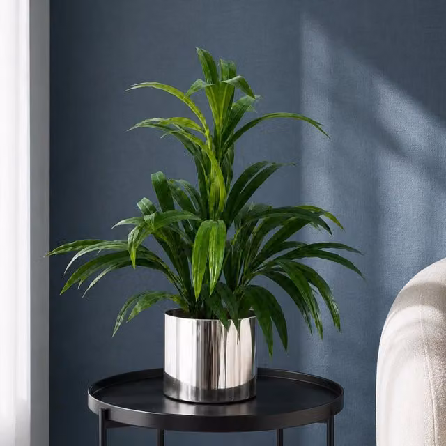 Botanik Premium Artificial Green Bamboo Plant with Silver Planter, Height: 65 cm – 1