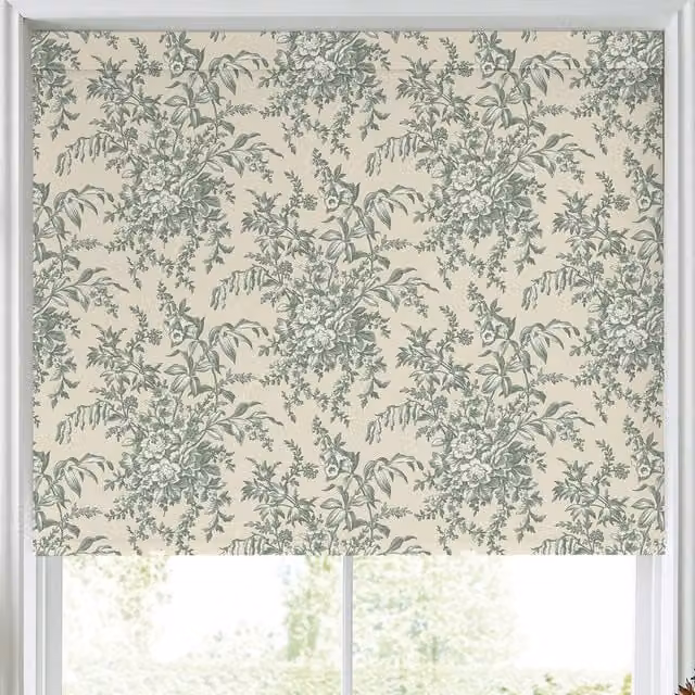 Laura Ashley Picardie Made to Measure Floral Blackout Roller Blind in Sage Green