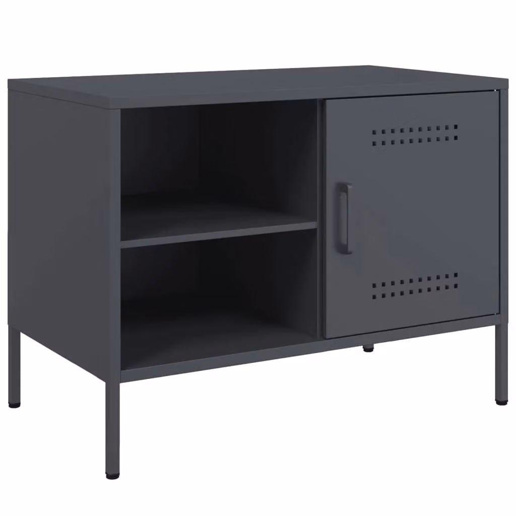 Berkfield Home Industrial Steel TV Cabinet in Anthracite and Black, W/D/H: 68 x 39 x 50.5 cm – 2