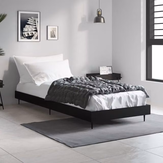 Berkfield Home Small Single Bed Frame in Black, Engineered Wood – 1