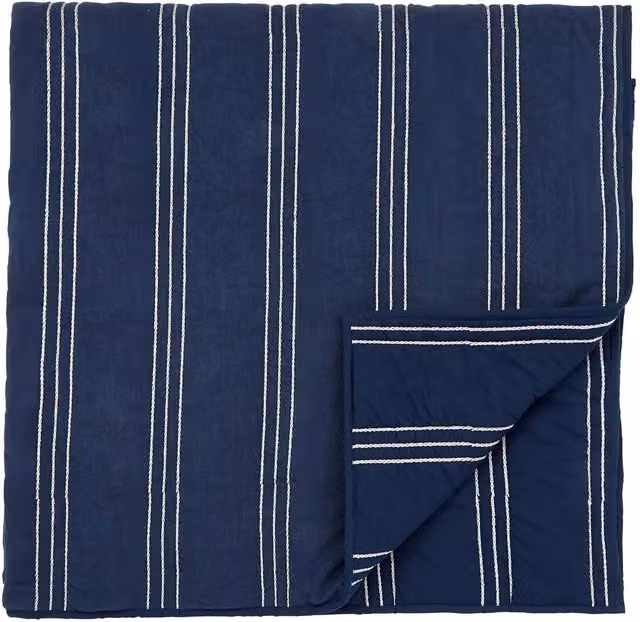 Bedeck of Belfast Emmeline Quilted Cotton and Linen Floral Throw in Blue and Pink