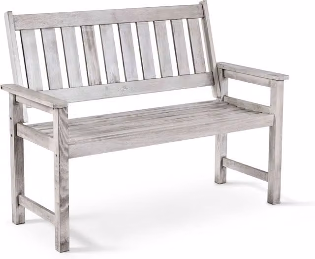 VonHaus 2 Seater Distressed Hardwood Garden Bench in Grey, W/D/H: 120 x 58 x 90.5 cm