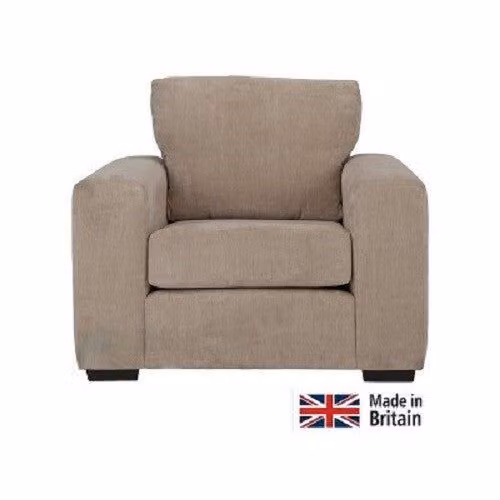 Eton Fabric Armchair in Mink Brown and Beige with Armrests