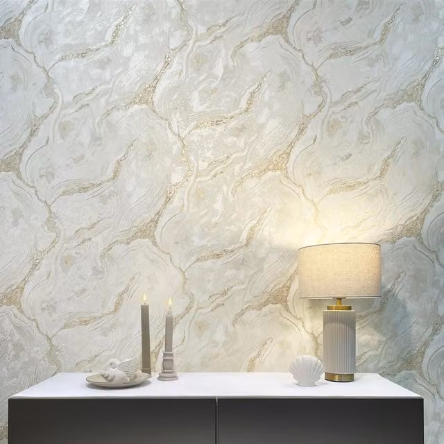 Rasch Palmetto Agate Abstract Wallpaper in Yellow and Gold