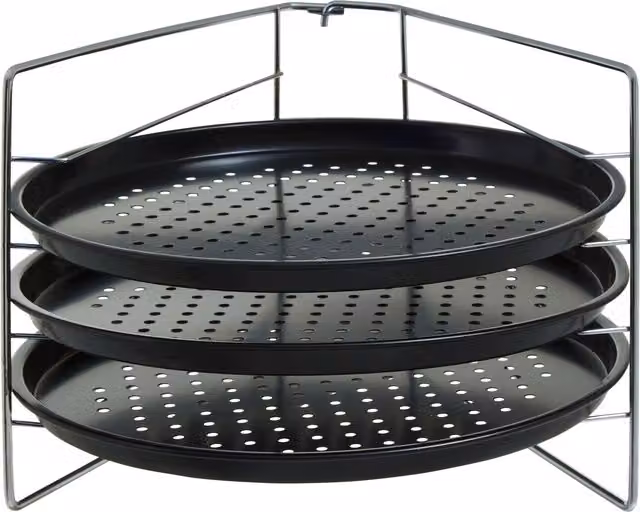 Orsina Three Tier Non-Stick Carbon Steel Pizza Rack in Black, W/D/H: 32 x 20 x 20 cm – 3