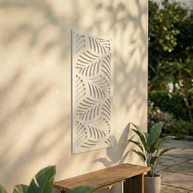 Laser Hut Weasel Mint Metal Wall Art in White with Floral and Animal Designs