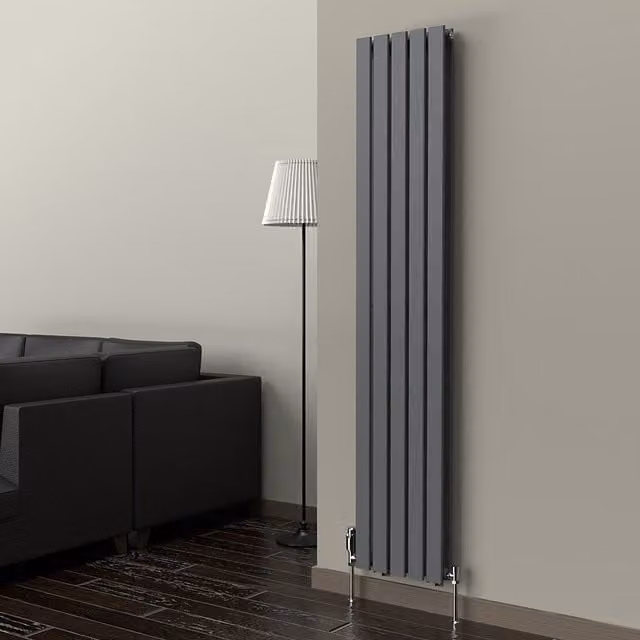 Lux Heat Anthracite Grey Vertical Designer Radiator H 180 cm x W 35 cm x D 8.5 cm