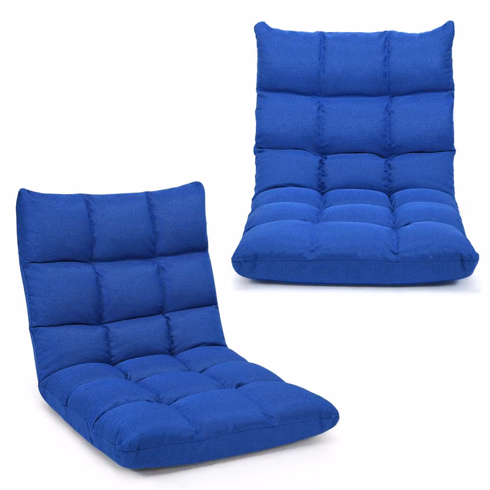 Costway 14-Position Adjustable Folding Video Gaming Sofa Chair in Blue – 3