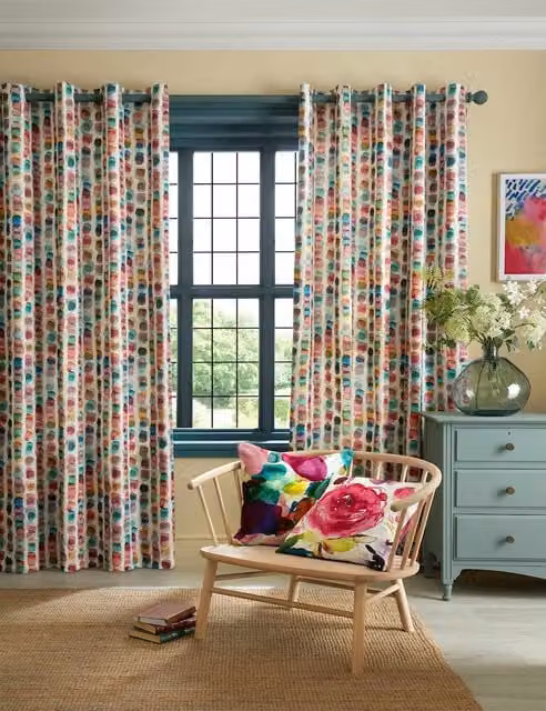 Bluebellgrey Tobermory Multicolour Dotted Cotton Rich Semi-Transparent Eyelet Curtains