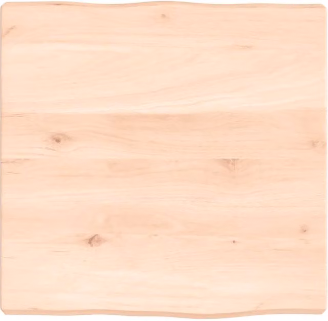 Berkfield Home Solid Oak Wood Live Edge Table Top in Brown, W/D/H: 40 x 40 x 2-4 cm